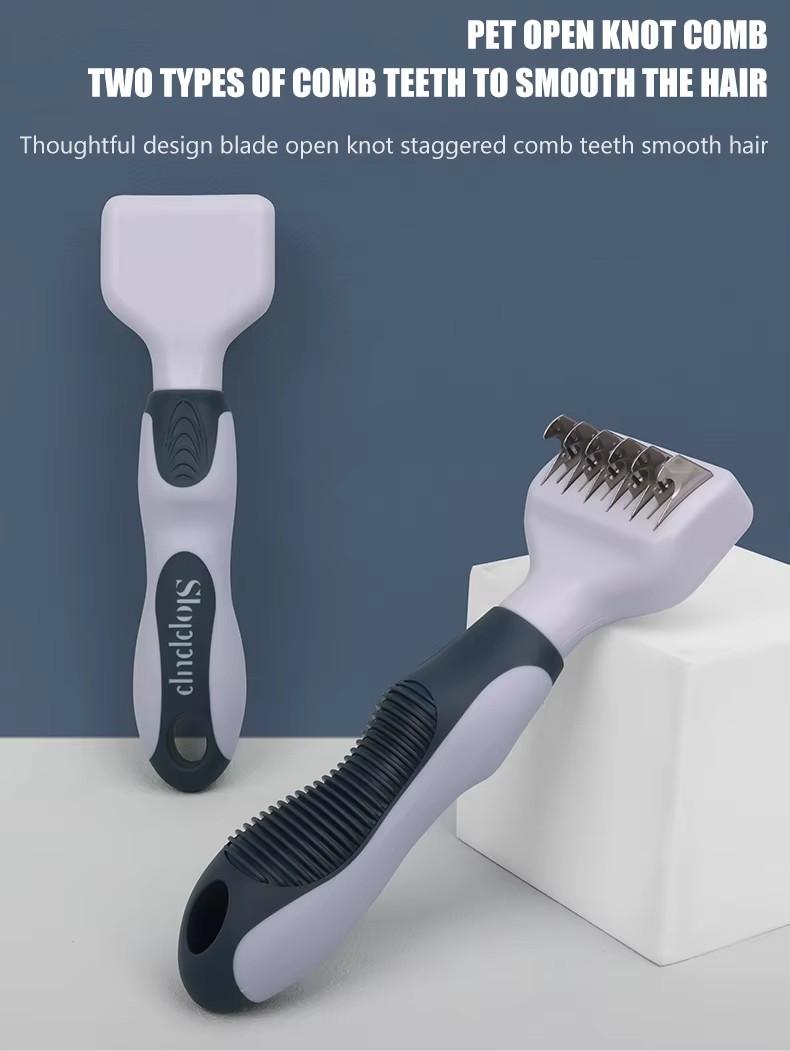 Factory Wholesale Custom Logo Cat Hair Remover Comb Dog Dematting Rake Comb Pet Grooming Comb