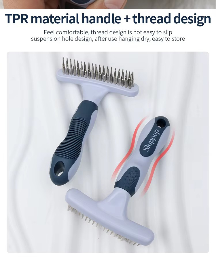 Factory Wholesale Custom Logo Two Rows Teeth Cat Hair Cleaning Dog Rake Comb Pet Grooming Products