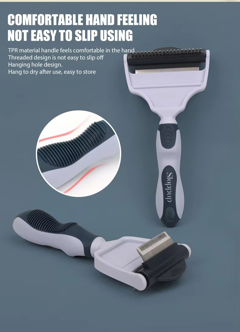 Factory Wholesale Custom Logo Two Rows Teeth Cat Hair Cleaning Dog Rake Comb Pet Grooming Products