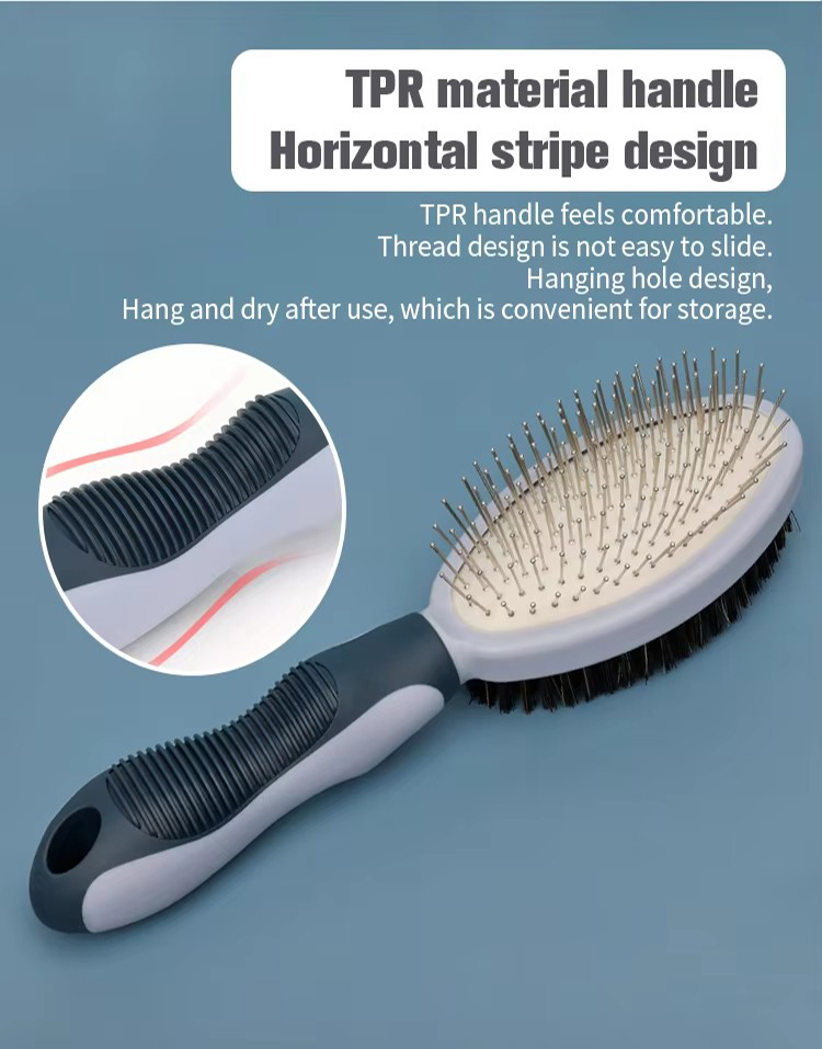 Factory Wholesale Custom Logo Double Sided Cat Hair Remover Massage Brush Dog Pet Grooming Brush