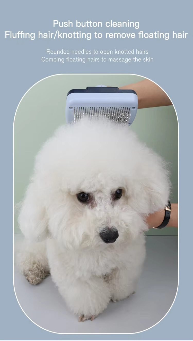 Factory Wholesale Custom Logo Self Cleaning Cat Hair Removal Pin Brush Dog Pet Grooming Slicker Brush