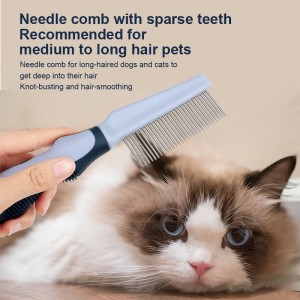 Factory Wholesale Custom Logo Pet Lice Hair Comb Dog Cat Flea Grooming Comb Metal Pin Comb