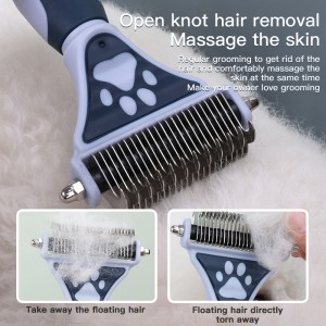 Factory Wholesale Custom Logo Double Sided Cat Hair Remover Comb Dog Dematting Comb Pet Grooming Comb