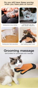 Customized Pet Bathing Glove Hair Remover Brush Cat and Dog Pet Grooming Glove