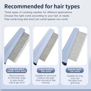 Factory Wholesale Custom Logo Pet Lice Hair Comb Dog Cat Flea Grooming Comb Metal Pin Comb