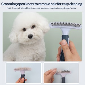 Factory Wholesale Custom Logo Two Rows Teeth Cat Hair Cleaning Dog Rake Comb Pet Grooming Products