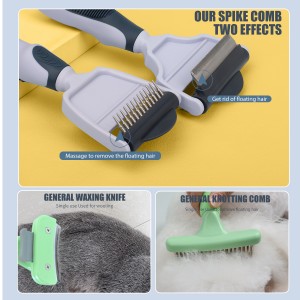 Factory Wholesale Custom Logo Two Rows Teeth Cat Hair Cleaning Dog Rake Comb Pet Grooming Products