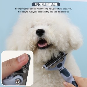 Factory Wholesale Custom Logo Multifunction Double Sided Cat Deshedding Tool Dog Pet Hair Grooming Dematting Comb